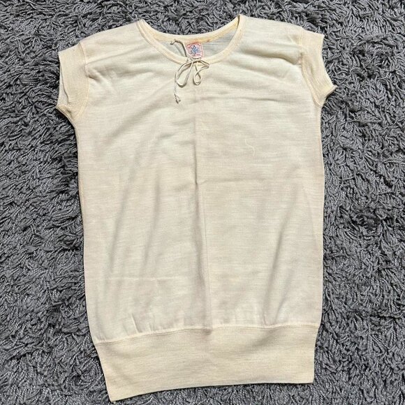 True Vintage Retro 70s Light Yellow Top Size M - Picture 1 of 5